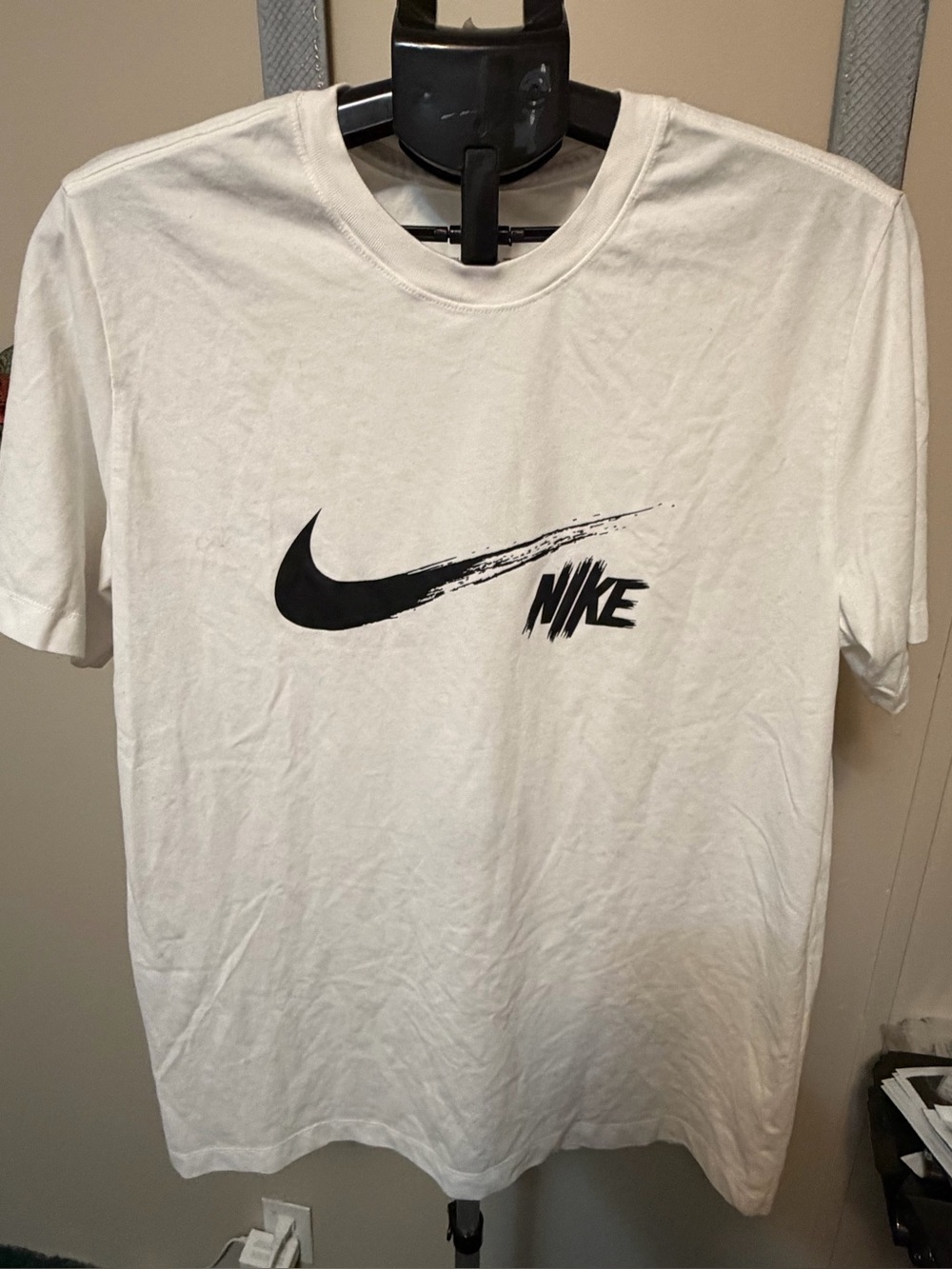 Nike The Nike Tee Mens White Dri-Fit Brush Stroke Graphic Shirt Large L